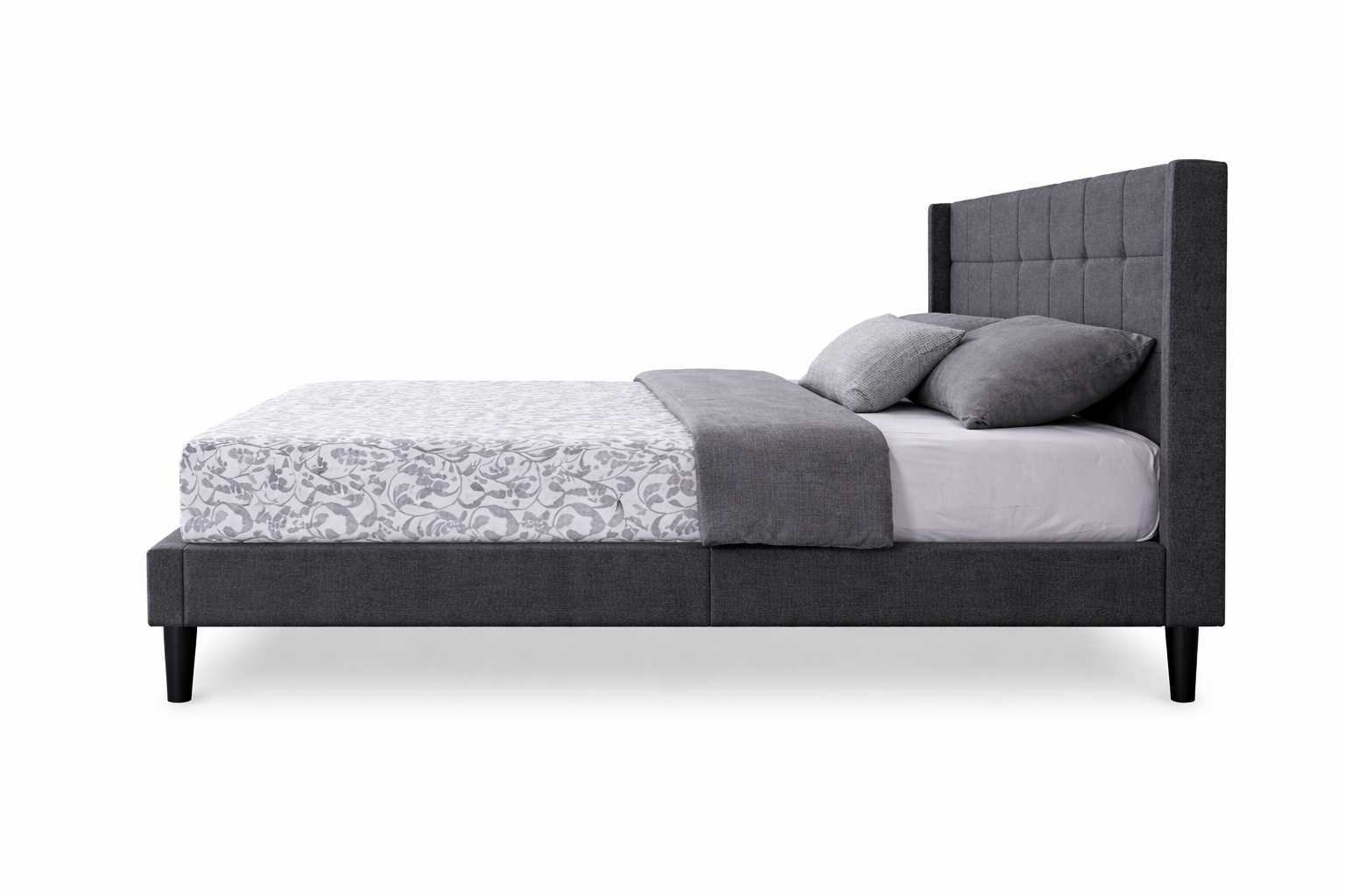 Side profile view of Aven bed set highlighting bed height and structure