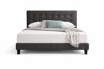 Front angle view of Becher bed set with upholstered headboard and base