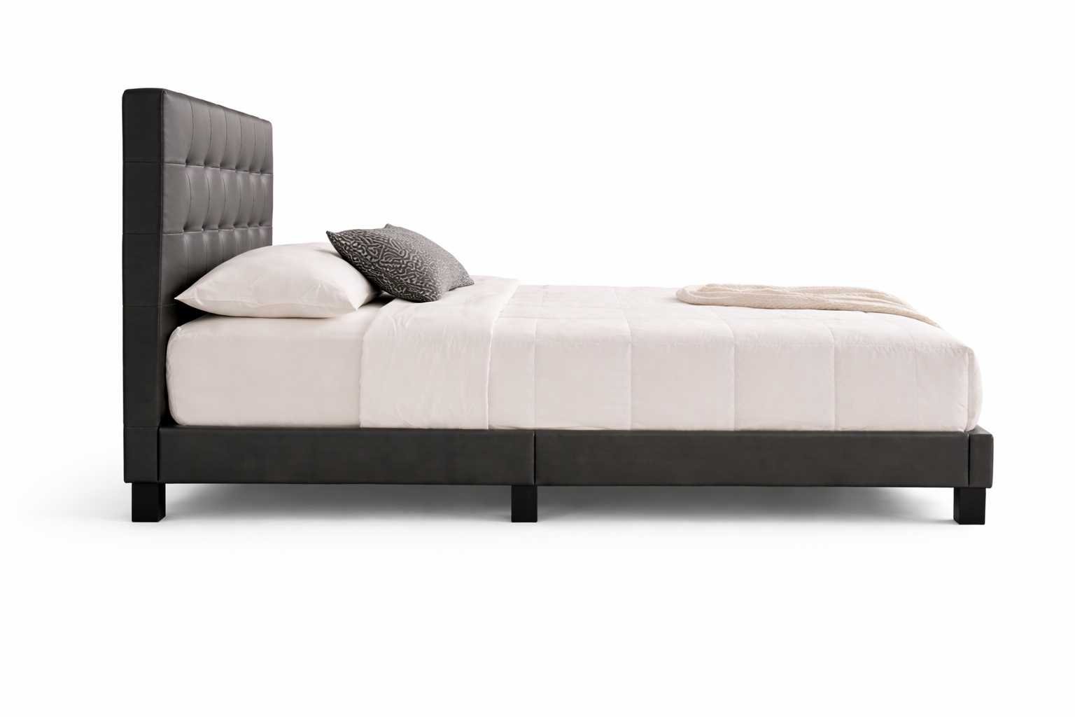 Side profile view of Bengtson bed set highlighting headboard thickness