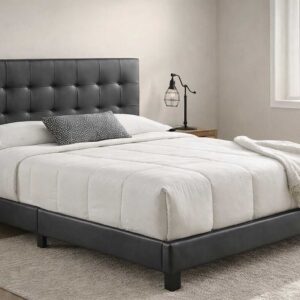 Bengtson Bed Set with leather upholstered headboard and padded base