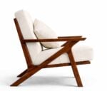 Side profile of Caldera sofa chair showing angled wooden frame
