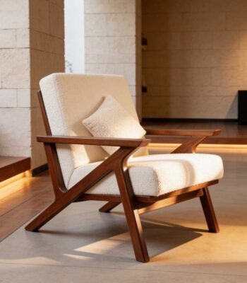 Caldera Sofa Chair with solid wood frame and fabric upholstered seat