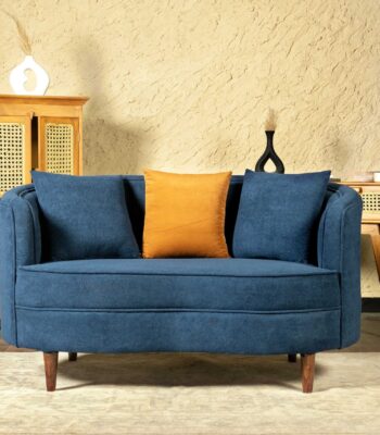 serelith modern blue fabric sofa 2 seater curved design renome furniture pakistan
