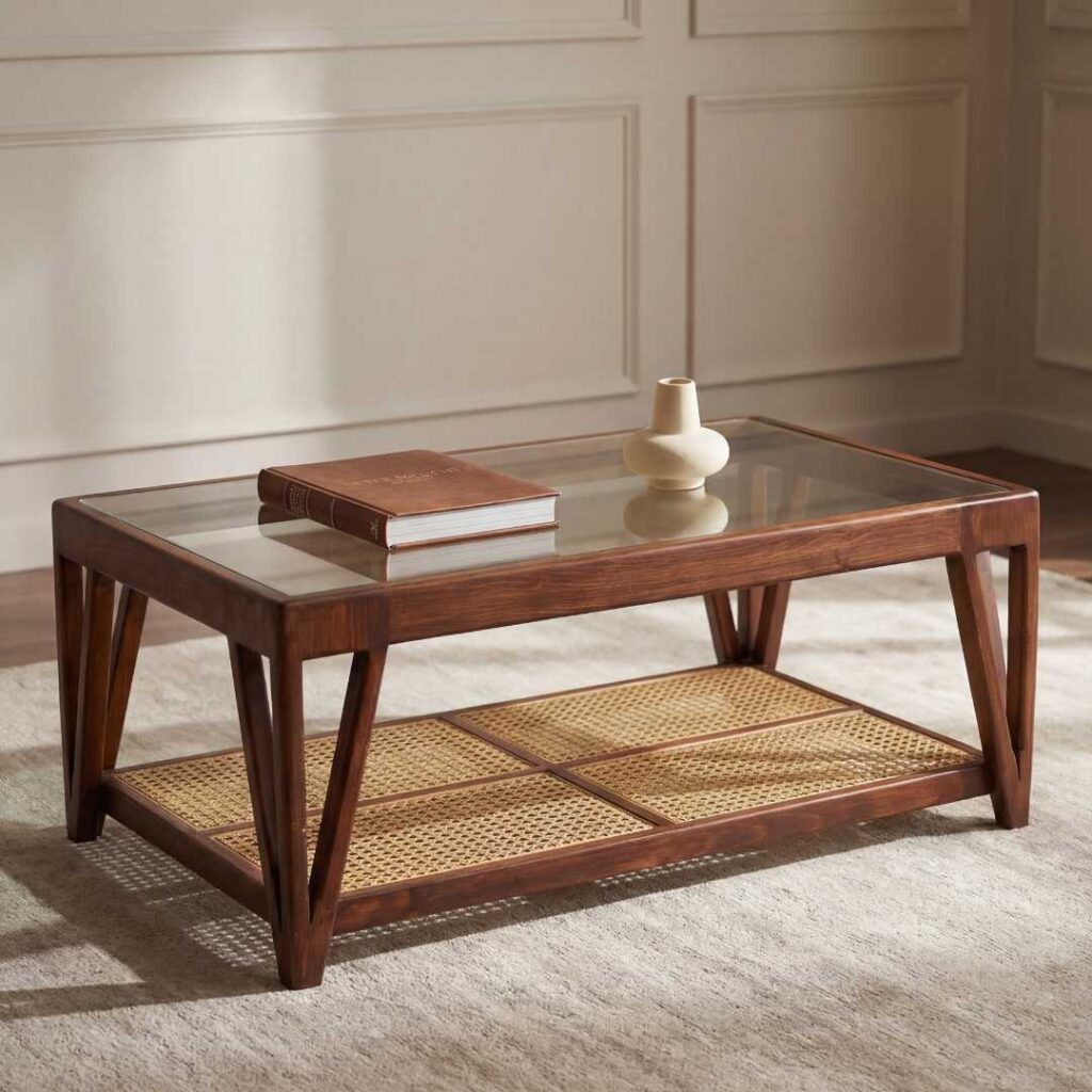 Velcane Glass Top Center Table