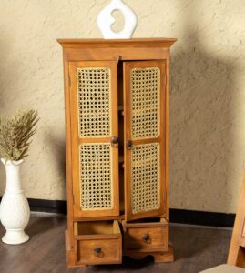 velmira wooden chest of drawers with cane panel doors storage cabinet renome pakistan