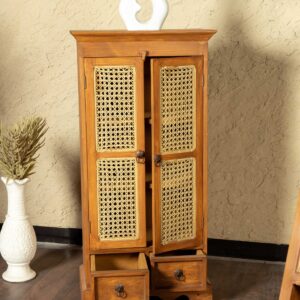 velmira wooden chest of drawers with cane panel doors storage cabinet renome pakistan