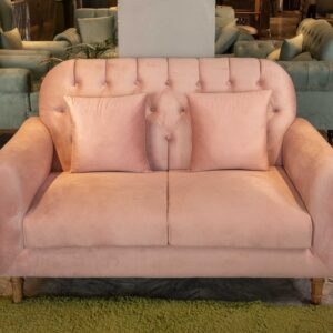Veltrano sofa set with blush pink upholstery and tufted backrest design