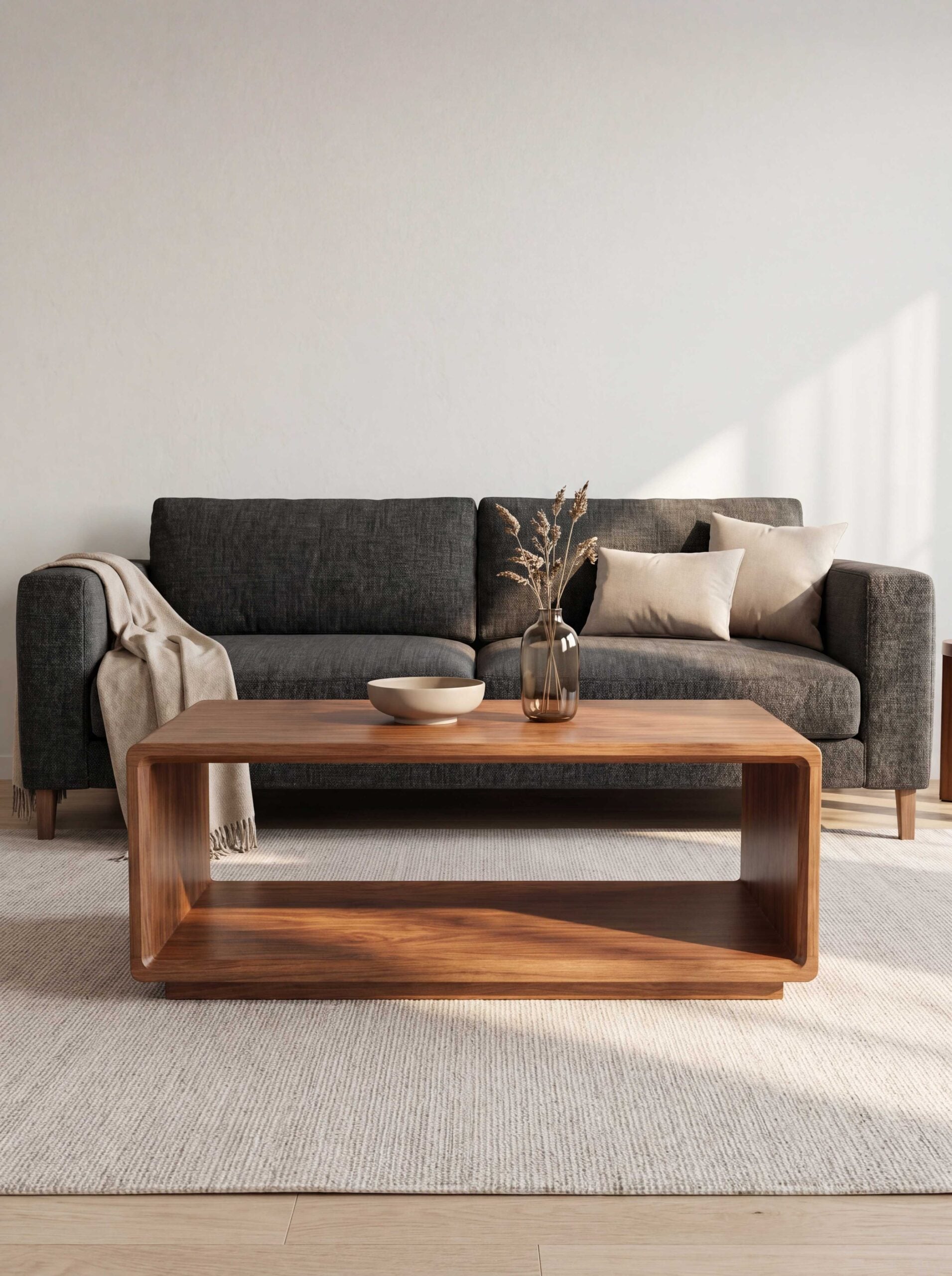 Minimalist wooden center table with open storage space by renome