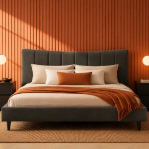 Mervello Fabric Bed (With Side Tables)