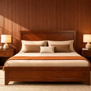 Orlune Wooden Bed (With Side Tables)
